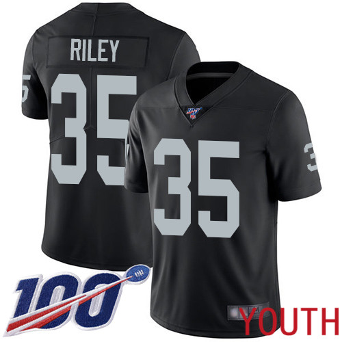 Oakland Raiders Limited Black Youth Curtis Riley Home Jersey NFL Football #35 100th Season Vapor Jersey->youth nfl jersey->Youth Jersey
